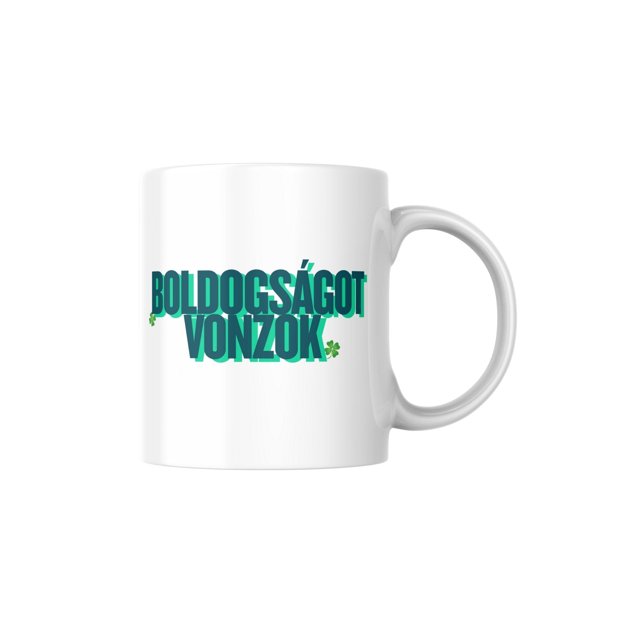 Boldogságot vonzok, boldog ember vagyok zöld bögre