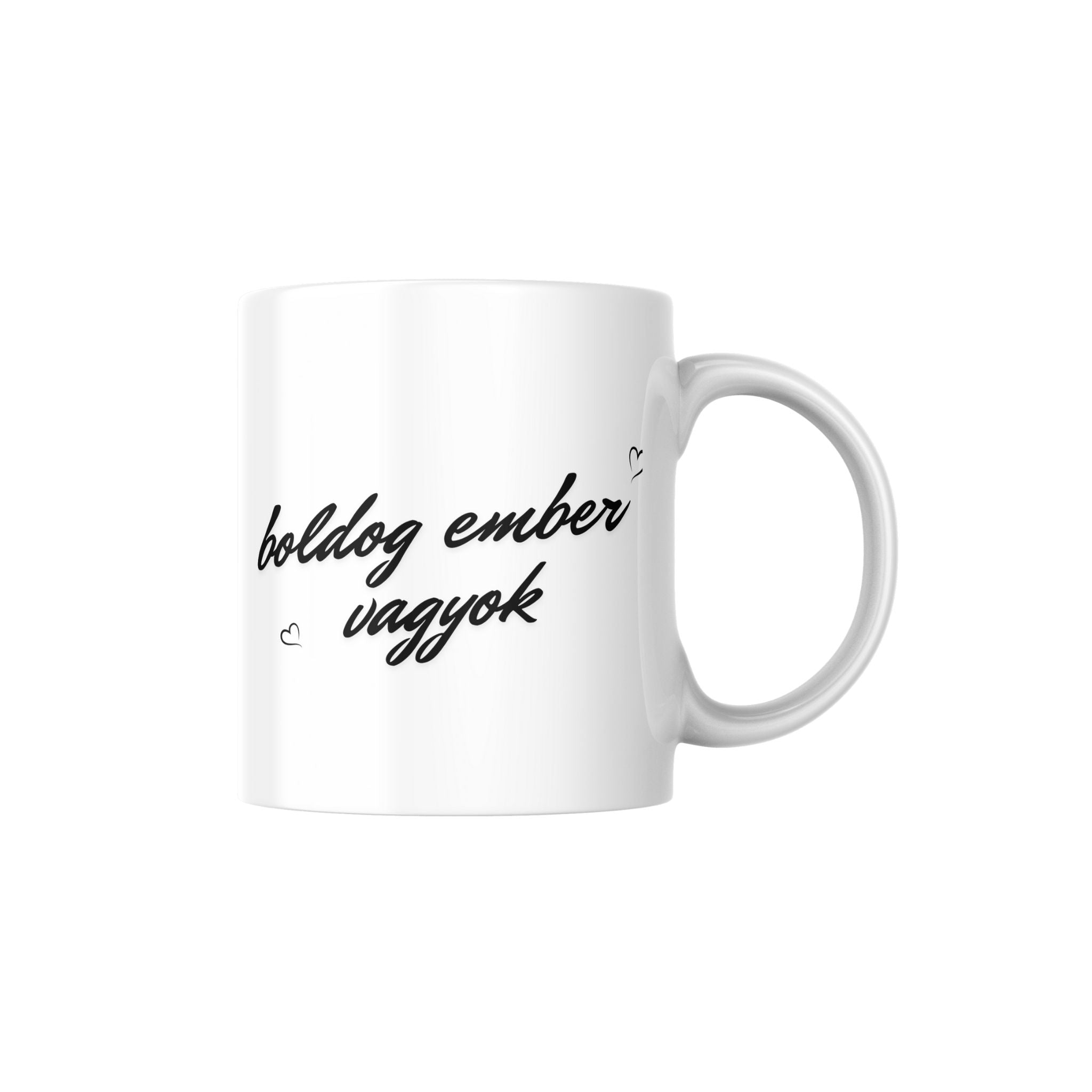 Boldogságot vonzok, boldog ember vagyok fekete bögre